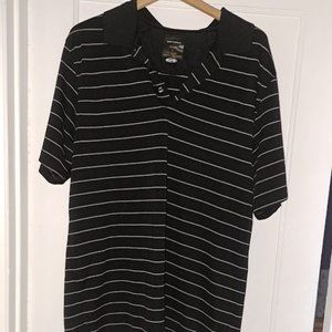 Greg Norman Black Striped Short Sleeve Golf Polo Shirt Sz Large